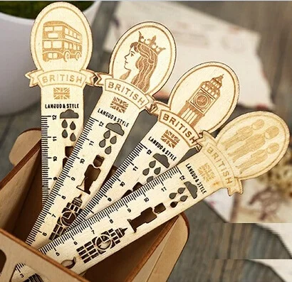 

NEW Vintage England Style Hollow Wooden Ruler bookmark 12 CM Metal straight ruler