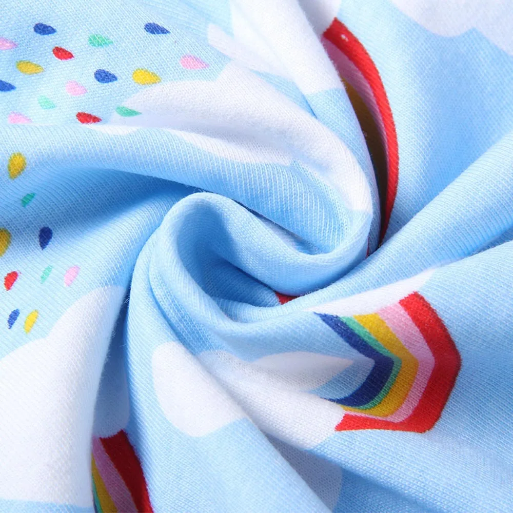 Платье детское летнее хлопковое без рукавов с принтом радуги и облаков | Детская