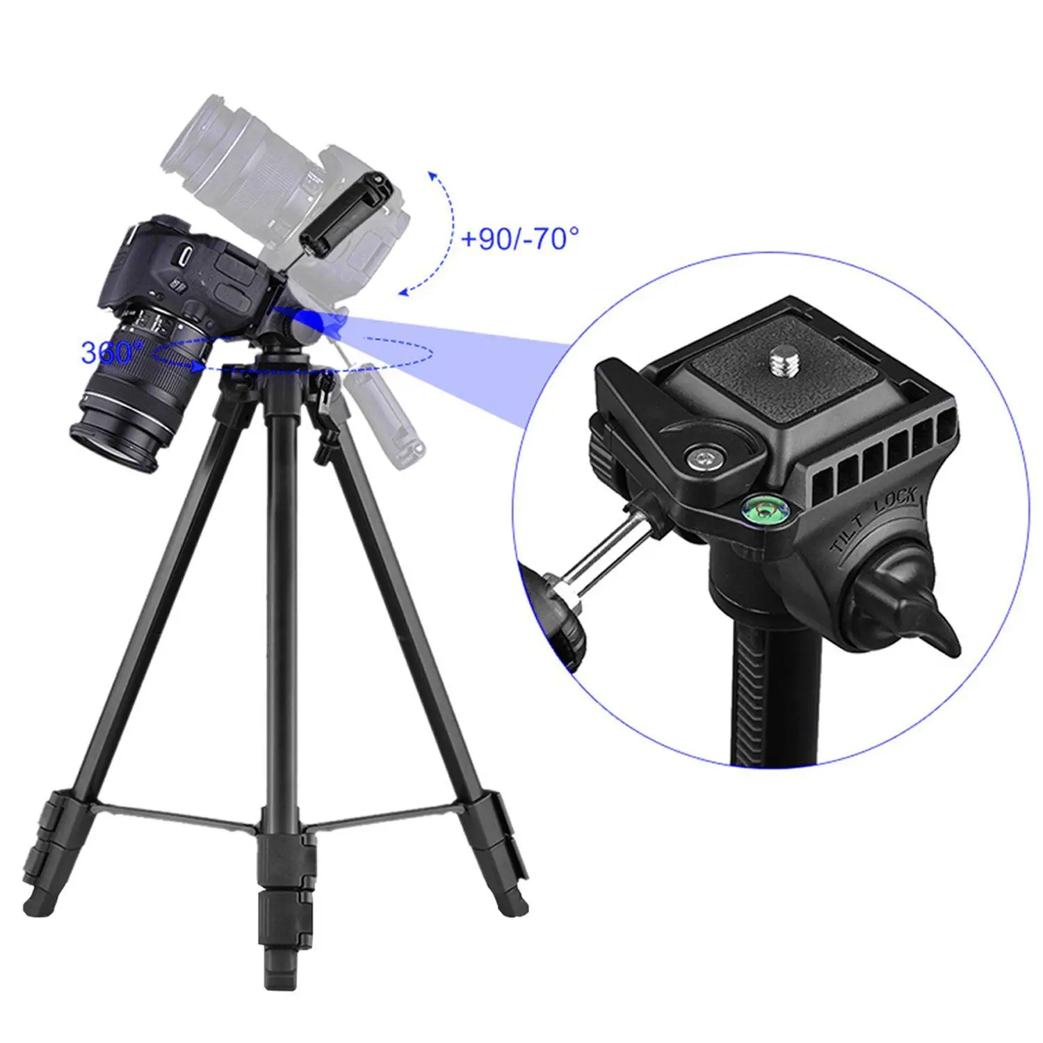 KINGJOY 57inch Lightweight Travel Tripod VT-930 Portable aluminum alloy+plastic DSLR Camera Stand Legs with Pan Tilt He | Электроника