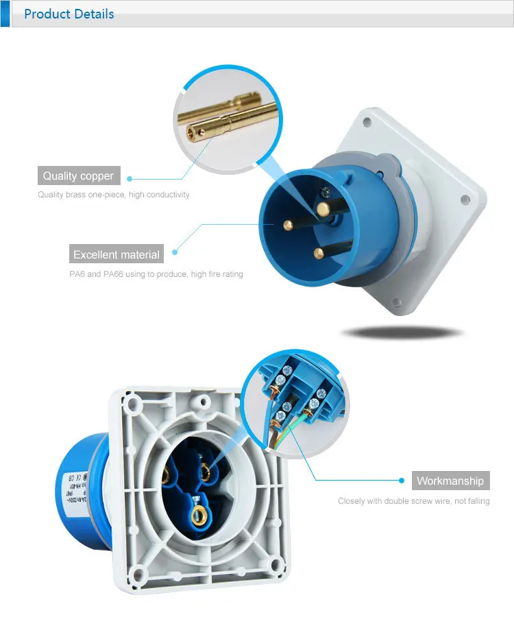 32A 230V 3P (2P + E) генераторная розетка для промышленности штепсельная вилка настенная