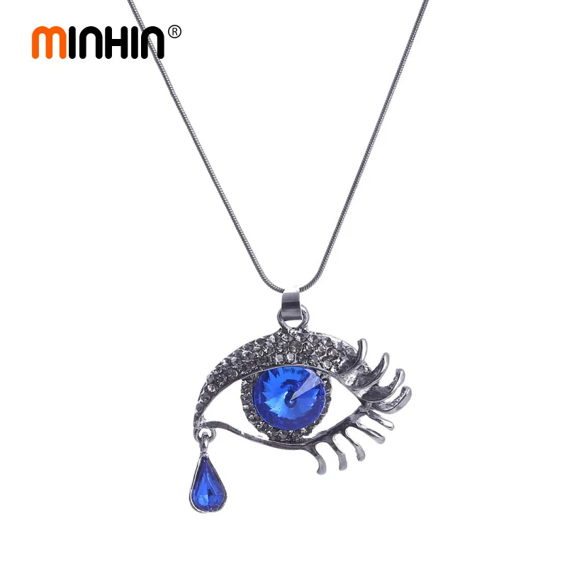 Женское колье с голубыми кристаллами MINHIN ожерелье полыми глазами|statement necklace|necklace