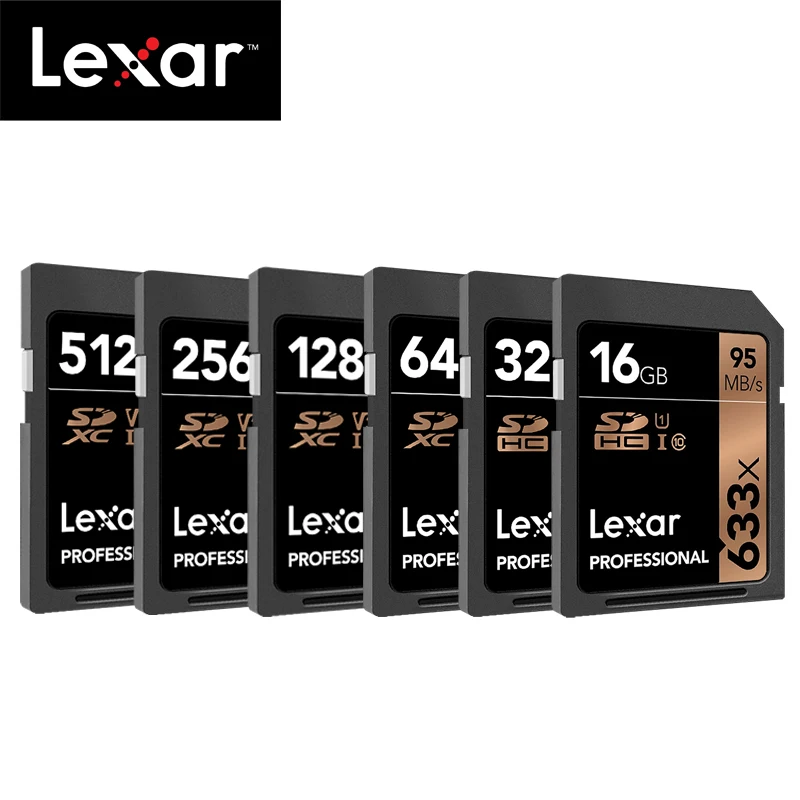 Карта памяти Lexar 633x класс 10 SD SDHC SDXC 16 ГБ 32 64 128 256 512 95 МБ/с./с цифровая зеркальная