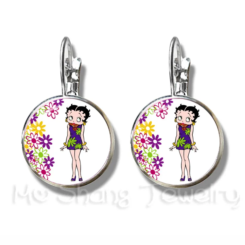 Модный Betty Boop 16 мм стеклянный купол серьги для женщин ювелирные изделия девушек