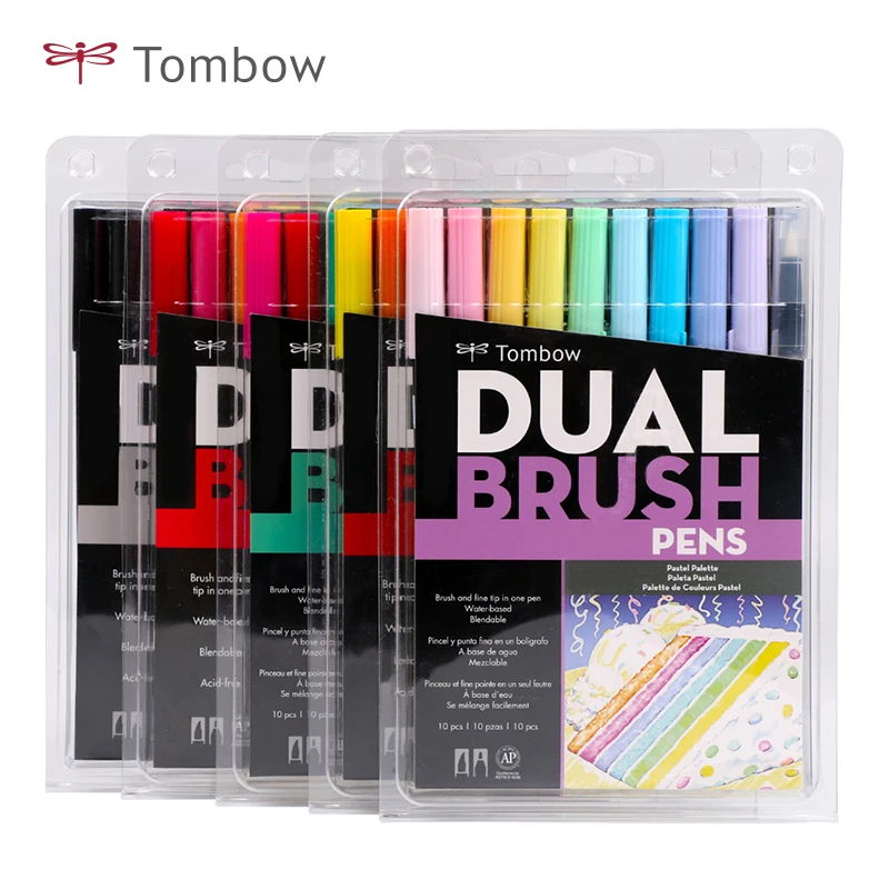 TOMBOW ABT набор из двух кисточек для художественных маркеров 10 цветов акварельных с