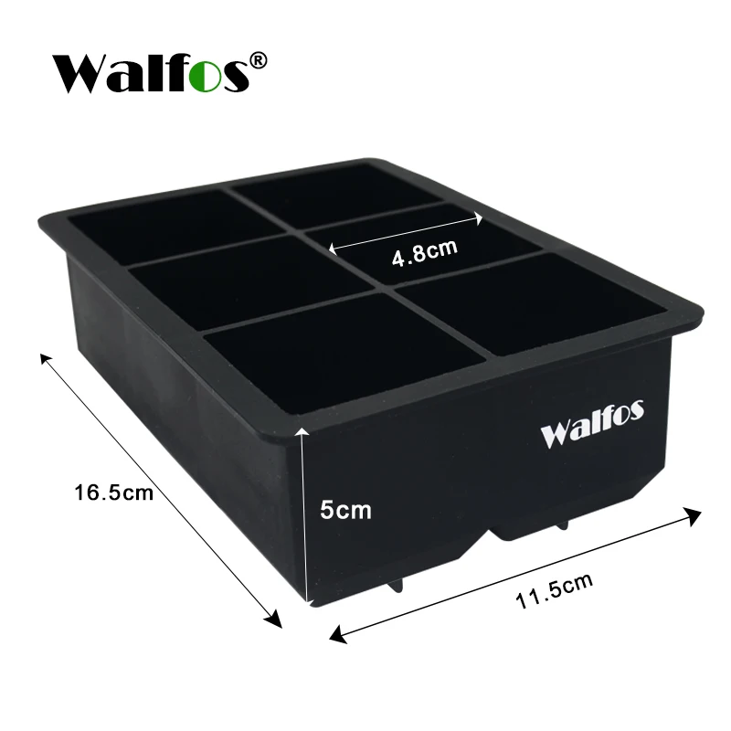 ice cube WALFOS, большой размер, 6 ячеек, форма для ледяных шаров, силиконовая форма для льда, лотки для льда, ледяной шар для виски, 6 силиконовых формочек, для приготовления, вечерние, для бара - Цвет: ice cube