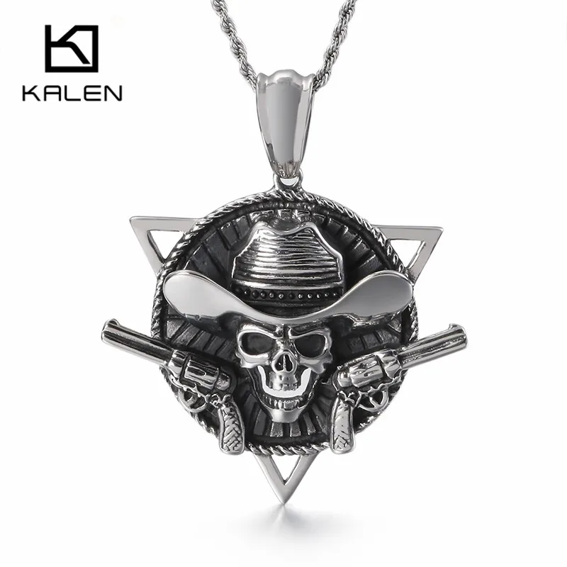 KALEN готический череп с пистолетами кулон ожерелье панк высокое качество