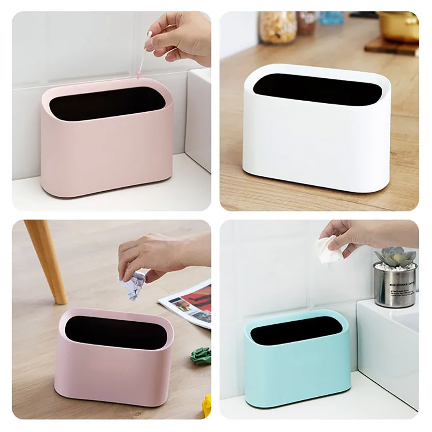 Plastic Mini Small Trash Can Desktop Garbage Bin Waste Rubbish Dustbin For Home Bins Household Cleaning | Дом и сад