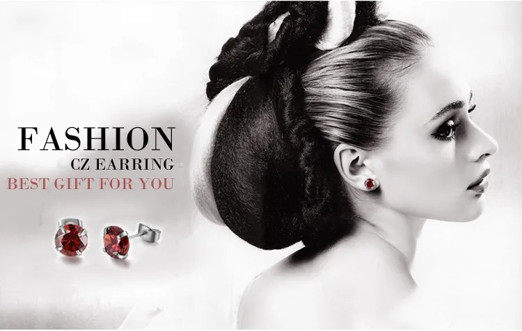 Женские серьги гвоздики серебристого цвета с фианитом модные черного