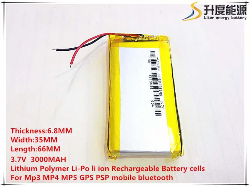 

2pcs [SD] 3.7V,3000mAH,[683566] Polymer lithium ion / Li-ion battery for TOY,POWER BANK,GPS,mp3,mp4,cell phone,speaker