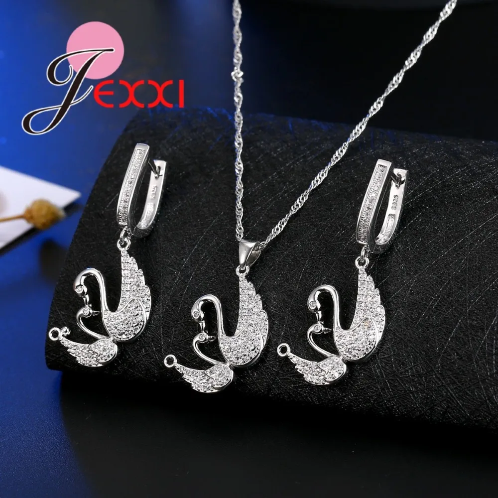 Цепочка с подвеской в виде лебедя стразы серебро 925 пробы | Украшения и аксессуары