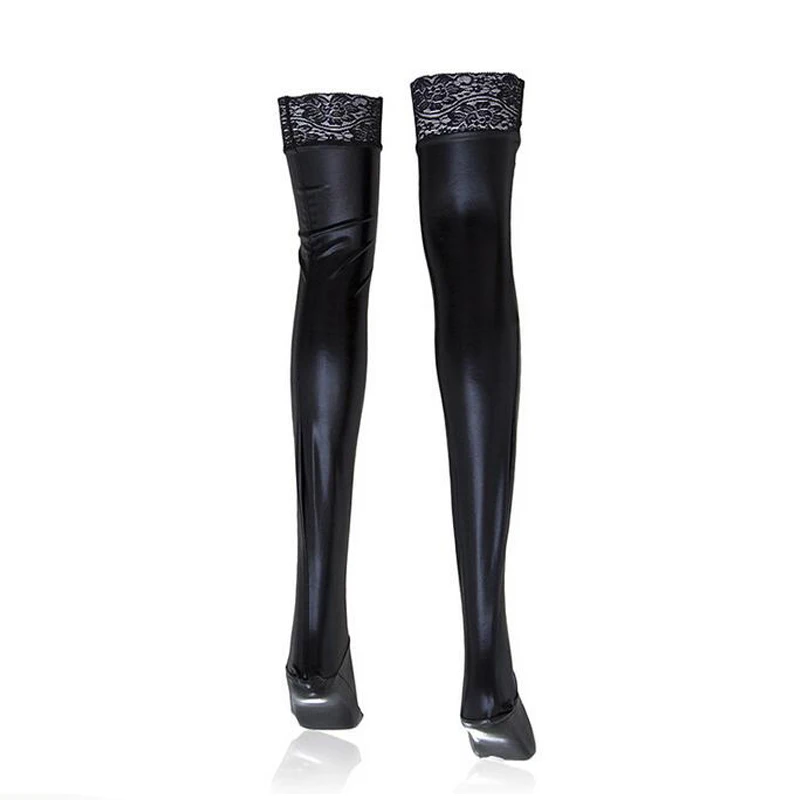 Новые сексуальные латексные чулки женские черные из ПВХ для танца на шесте