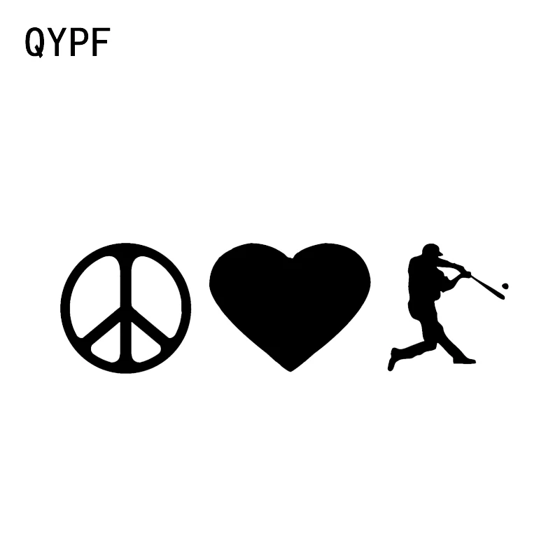 

QYPF 16*4,7 см Интересный Мир Бейсбол в форме сердца наклейки для автомобиля декор силуэт высокое качество винил C16-0604