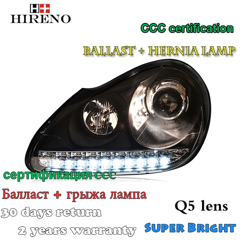 Hireno стайлинга автомобилей фары для Porshce Cayenne 2004-2006 фар сборки LED DRL ангел объектив