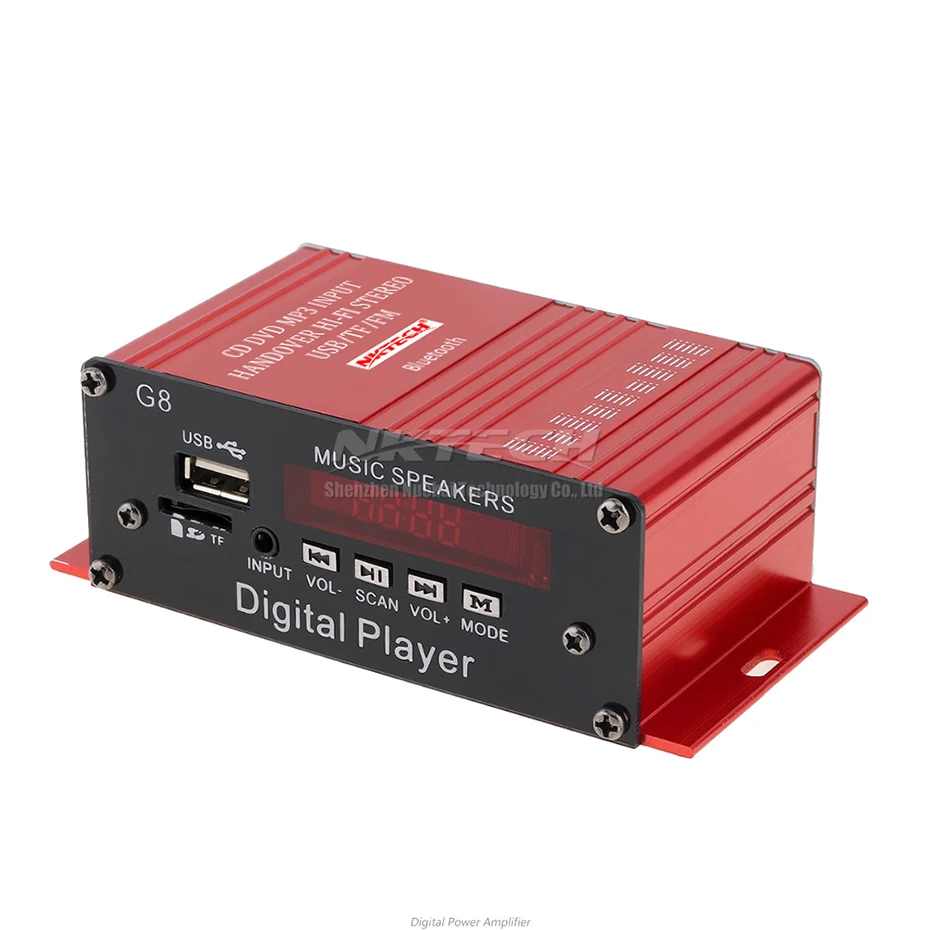 NKTECH NK-G8 автомобильный усилитель мощности Bluetooth цифровой плеер аудио 2CH 18 Вт RMS музыкальный динамик IR Hi-Fi стерео FM USB TF MP3 мини-усилитель