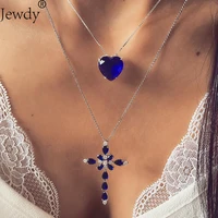 jewdy 2022 newest cross pendant necklace women heart choker femme collier bijoux fashion jewelry handmade gift