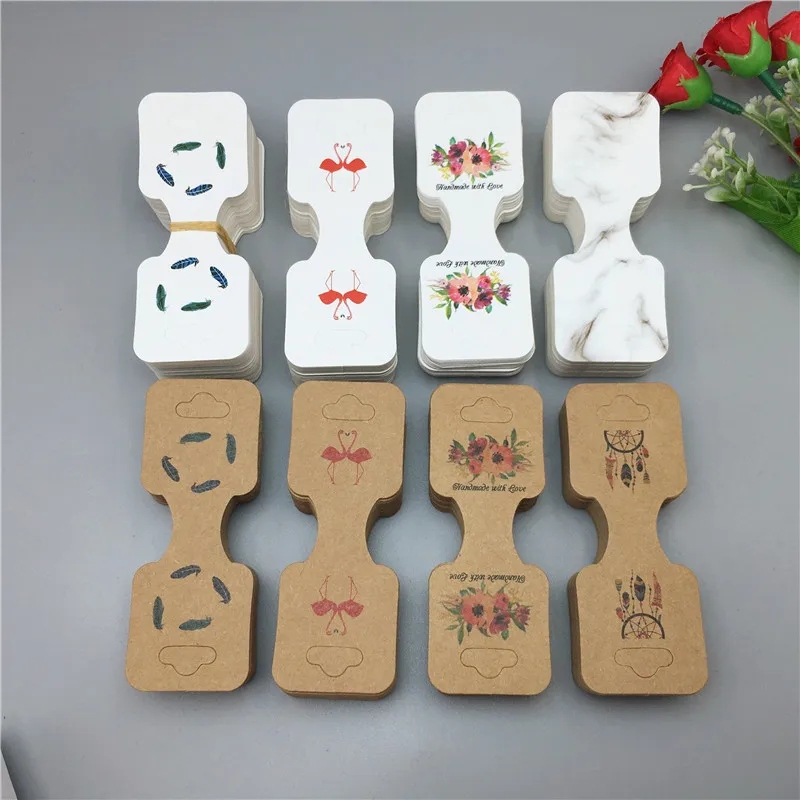 24 pcs 9x3.5cm flamingo/feather/flower pattern Necklace card DIY handmade bracelet/rope jewelry display | Украшения и аксессуары