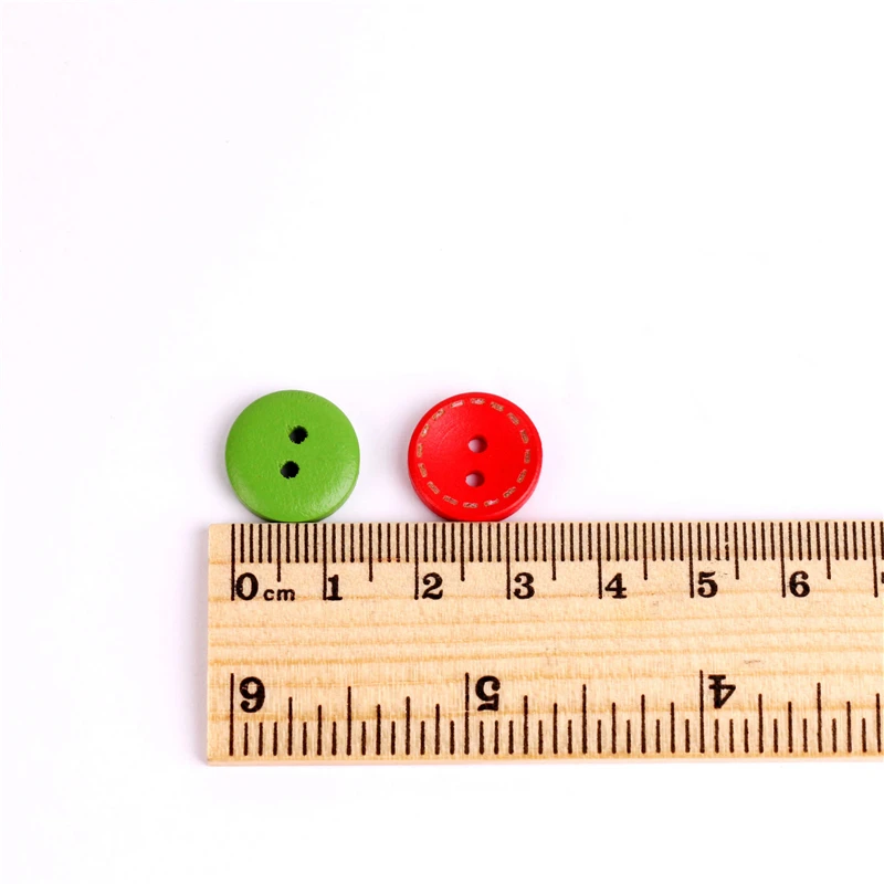 100 шт. разноцветные деревянные тканевые пуговицы 15 мм круглые 2 отверстия для