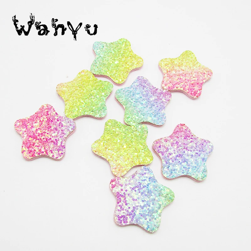 3cm Glitter Baby Girls Hair Accessories Shiny Star Padded Appliqued for BB Clip Decoration Cake | Дом и сад