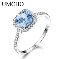 umcho solid 925 sterling silver rings for women sky blue topaz silver ring female wedding band jewelry wedding party jewelry