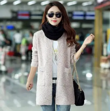 Женский кардиган с карманами яркого цвета на осень и зиму 2019 |