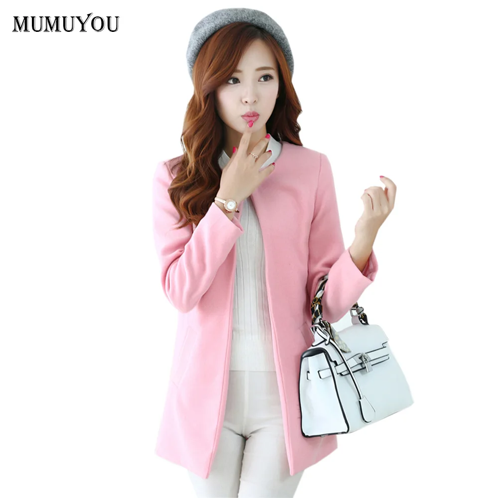 Женское шерстяное пальто с круглым вырезом длинная куртка средней длины модная