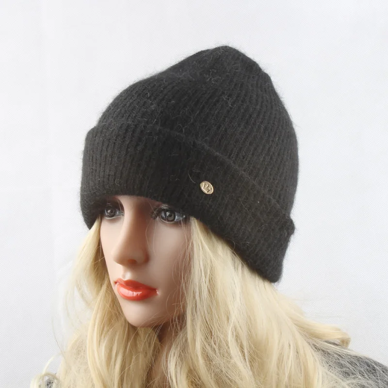 Зимние теплые шерстяные шапки для женщин вязаные из кроличьего меха Женские