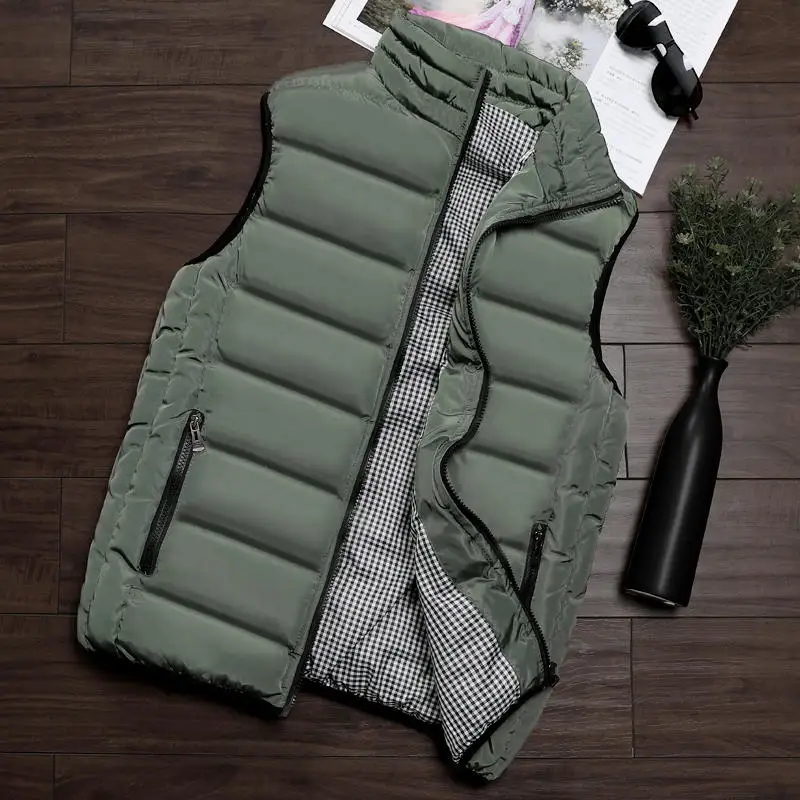 Army Green Мужской жилет, весна-осень, мужская куртка без рукавов, пальто для влюбленных, стильный пуховый жилет, мужской жилет, брендовая одежда, плюс размер, 5XL - Цвет: Army Green