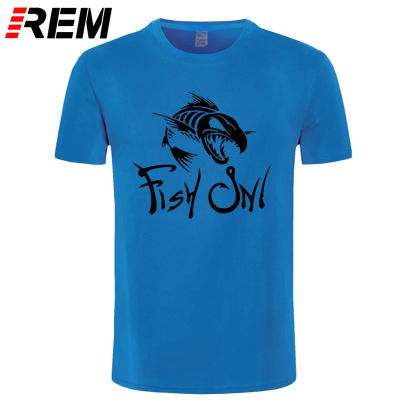 REM Fish On, модная футболка с принтом, забавная футболка Angry Fishbone Fish, летняя новинка, мужские хлопковые футболки, футболки высшего качества - Цвет: blue black