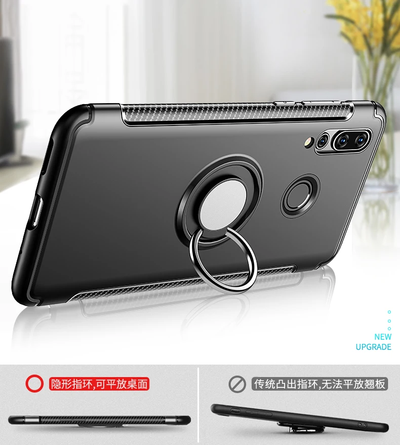 Для huawei Honor 10 Lite 10i Honor10 i View V10 V 10 чехол с металлическим кольцом для машины сверхмощный PC+ Силиконовый ТПУ силиконовый чехол-подставка