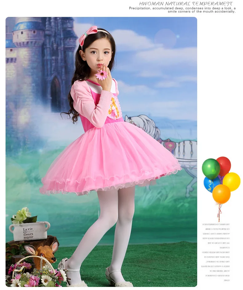 New Spring Girls Long sleeve Dress Winter Children Clothes Pink Kids Sweater Sleeping Beauty Princess Tutu Dress.YL13B | Детская одежда