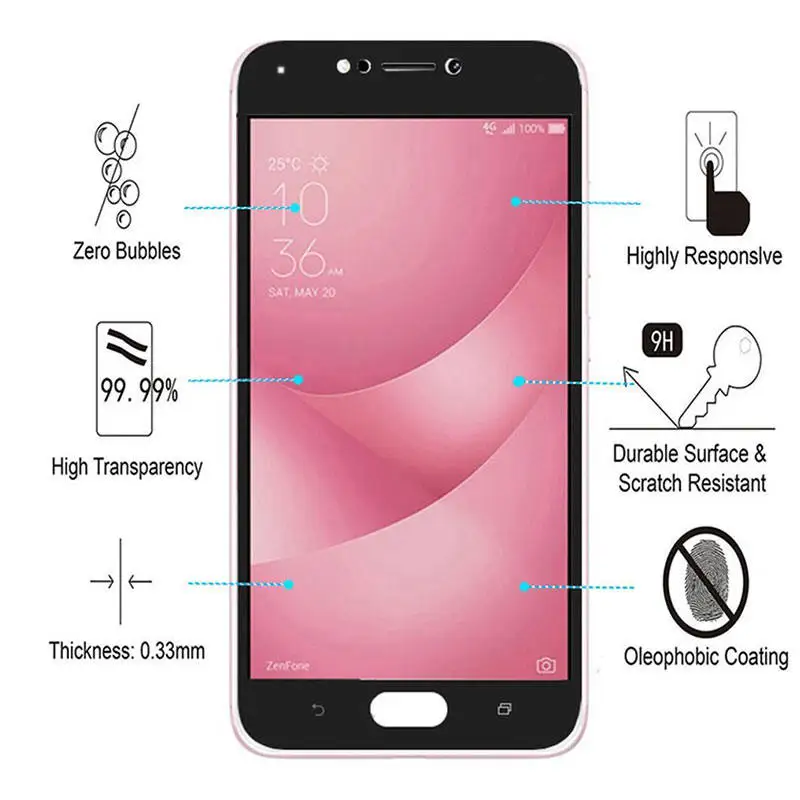 Закаленное стекло Asus Zenfone 4 Max ZC520KL защита для экрана ZC ZC520 520 520KL KL полное покрытие