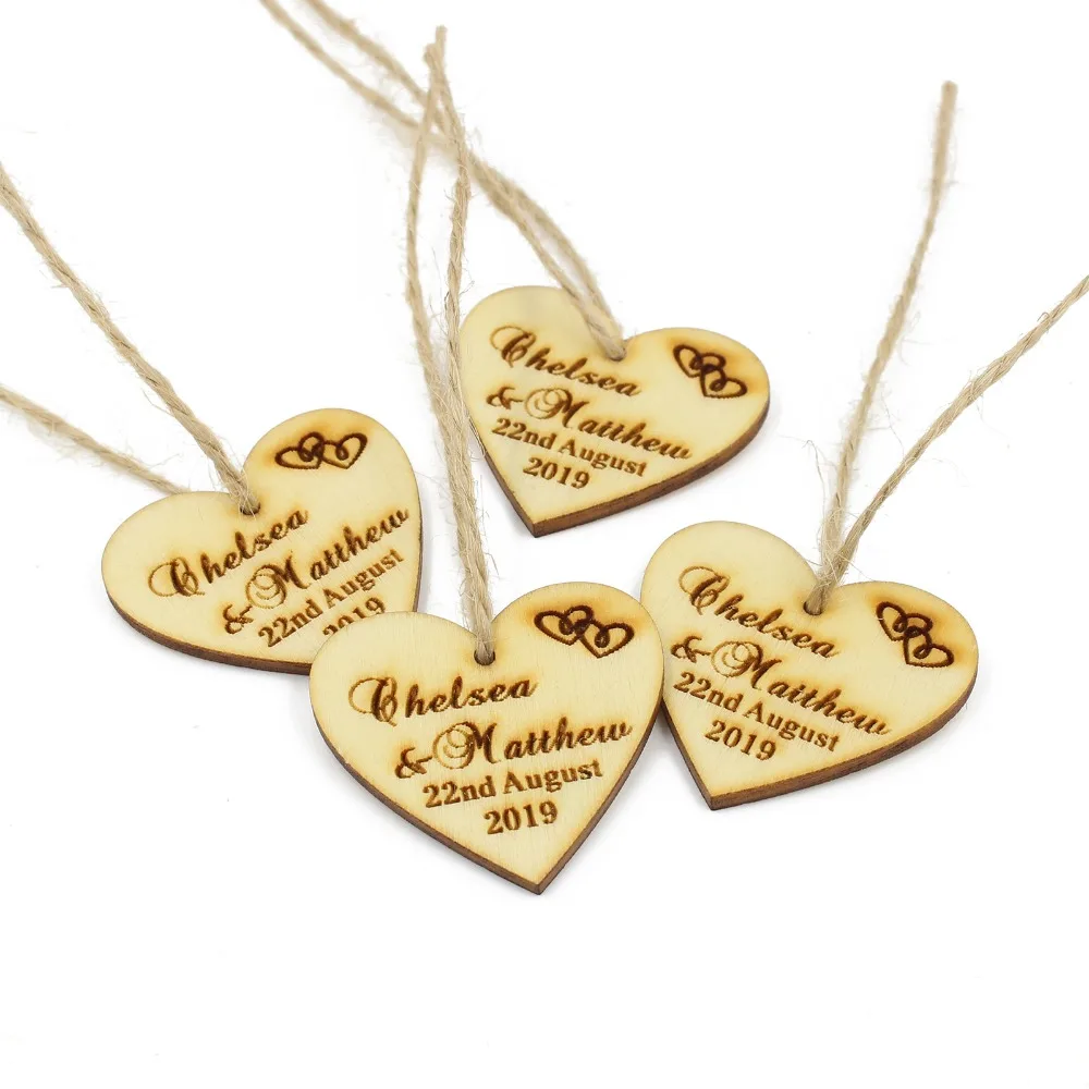Деревянные бирки в форме сердца с гравировкой 50 шт.|Украшения своими руками для