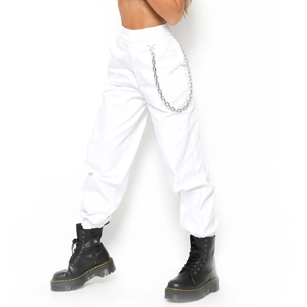 Casual Womens Harem Pants With Chains 2018 Fashion High Waist Sweatpants Streetwear Cotton Lady Trousers Pantalon Mujer | Женская одежда