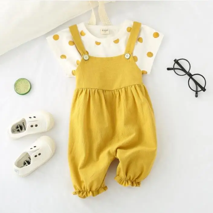 yellow no bag Комплект одежды для маленьких девочек; комбинезоны для новорожденных; одежда для маленьких девочек; футболка; топ; комбинезон с оборками; одежда принцессы; 1 год - Цвет: yellow no bag