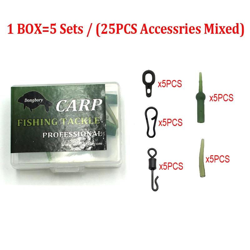 25 шт. набор аксессуаров для ловли карпа, набор снастей для бега Chod Heli Buffer Sleeve Rolling Swivel рыболовный крючок Rig соединительное кольцо