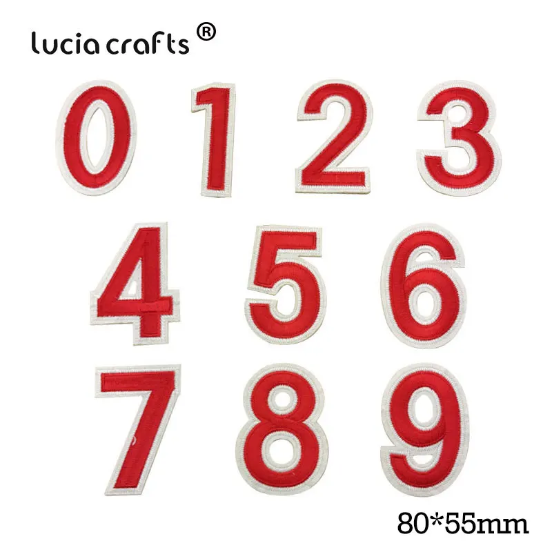 Style8 80X55mm 10pcs Lucia ремесла цифры Алфавит буквы нашивки вышитые железные на патч для Бейджи для одежды паста для сумки брюки Швейные L0404 - Цвет: Style8 80X55mm 10pcs