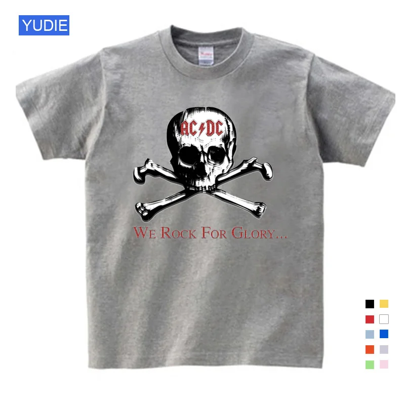 ACDC, Детская футболка детская ACDC футболка в стиле рок, Повседневная футболка с короткими рукавами для мальчиков и девочек, детские топы унисекс, одежда для малышей YUDIE - Цвет: T-shirt