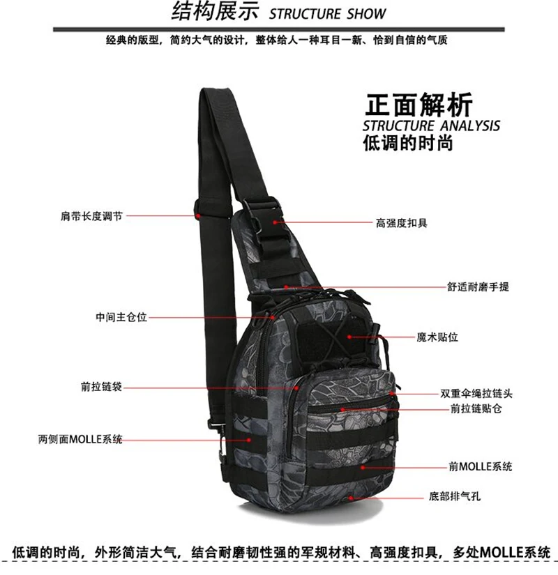 Новая тактическая Сумка Molle для рыбалки, походов, охотничьих сумок, спортивная сумка, нагрудный ремень на одно плечо, тактический рюкзак