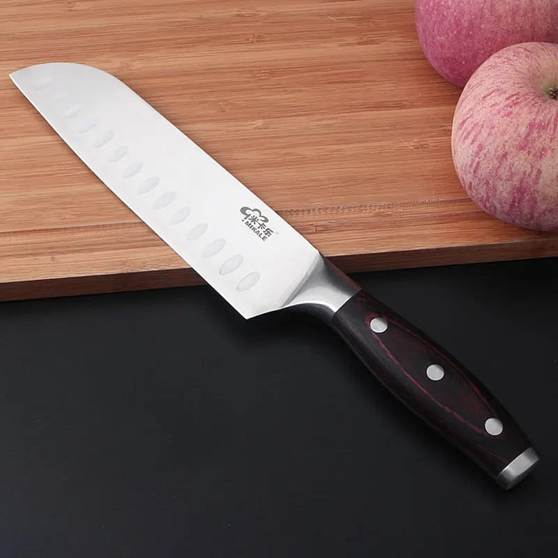Mikala кухонный нож из нержавеющей стали Santoku многофункциональный для нарезки