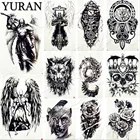 YURAN Мужская модная Татуировка спартанского воина, временные рыцарские татуировки на тело, Черные искусственные тату для женщин, водостойкие татуировки с черепом
