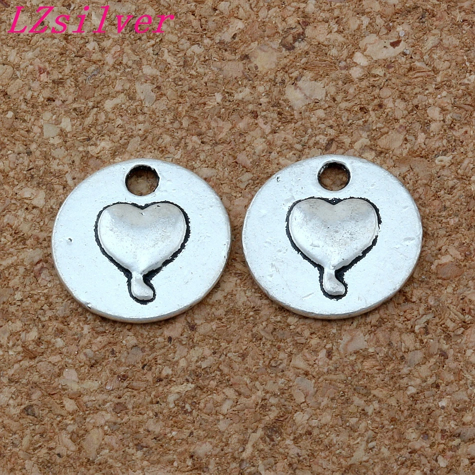 

Hot ! 150 Pcs Zinc alloy metal Round heart Charm pendants 15MM DIY Jewelry A-157