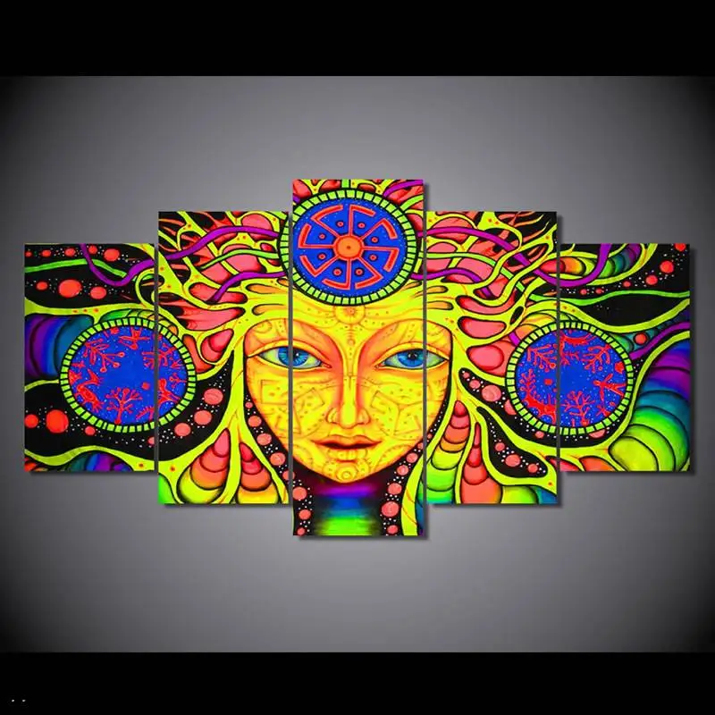 Hd печатная психоделическая мандала абстрактная живопись на холсте украшение