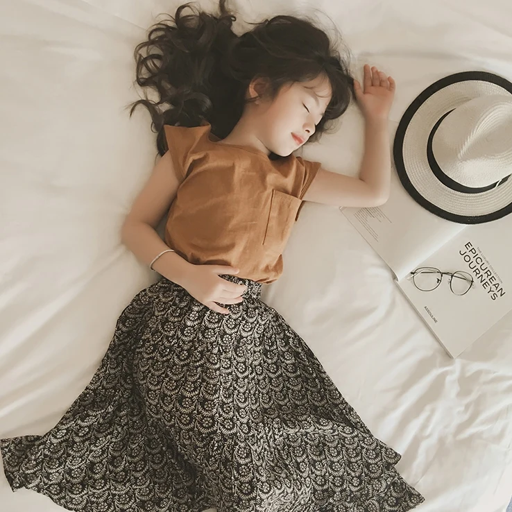 Новинка 2019 года Детский комплект из двух предметов брендовый летний с цветочным