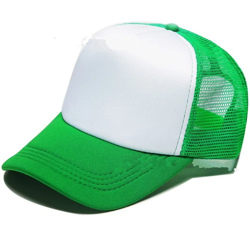 Green and white 5 шт./партия, летние мужские повседневные сетчатые бейсболки для взрослых, с принтом «сделай сам», индивидуальный дизайн логотипа, бейсболки, кепки, кепки, пляжные бейсболки - Цвет: Green and white
