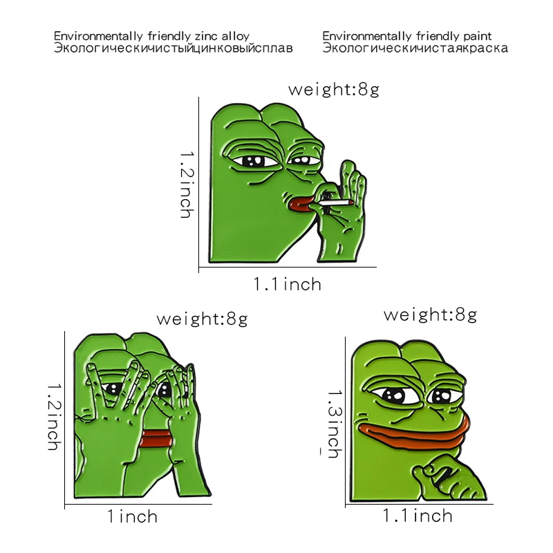 Веселая эмалированная брошь в виде головы лягушки для портретов зеленое