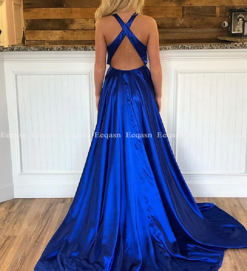 Женское атласное платье с открытой спиной длинное облегающее трапеция для