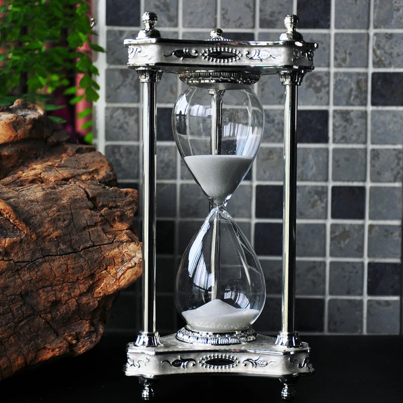 

Moonlight Metal Glass Hourglass Office Desktop Decoration Crafts Adornment Creative Sandglass Countdown about 30 Minutes Timer