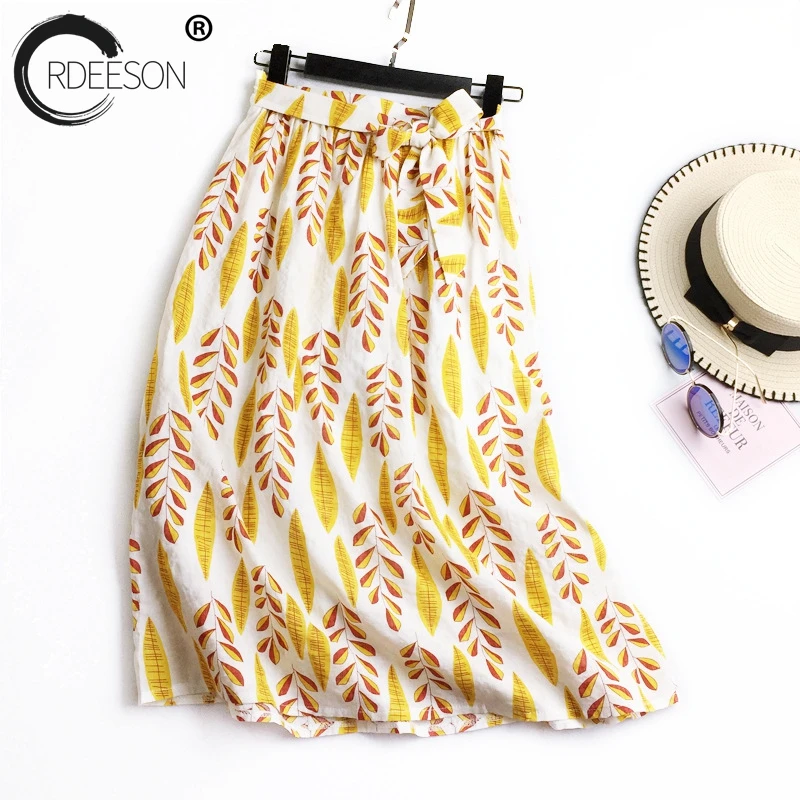 ORDEESON 2018 летняя новая модная винтажная богемная длинная юбка с высокой талией