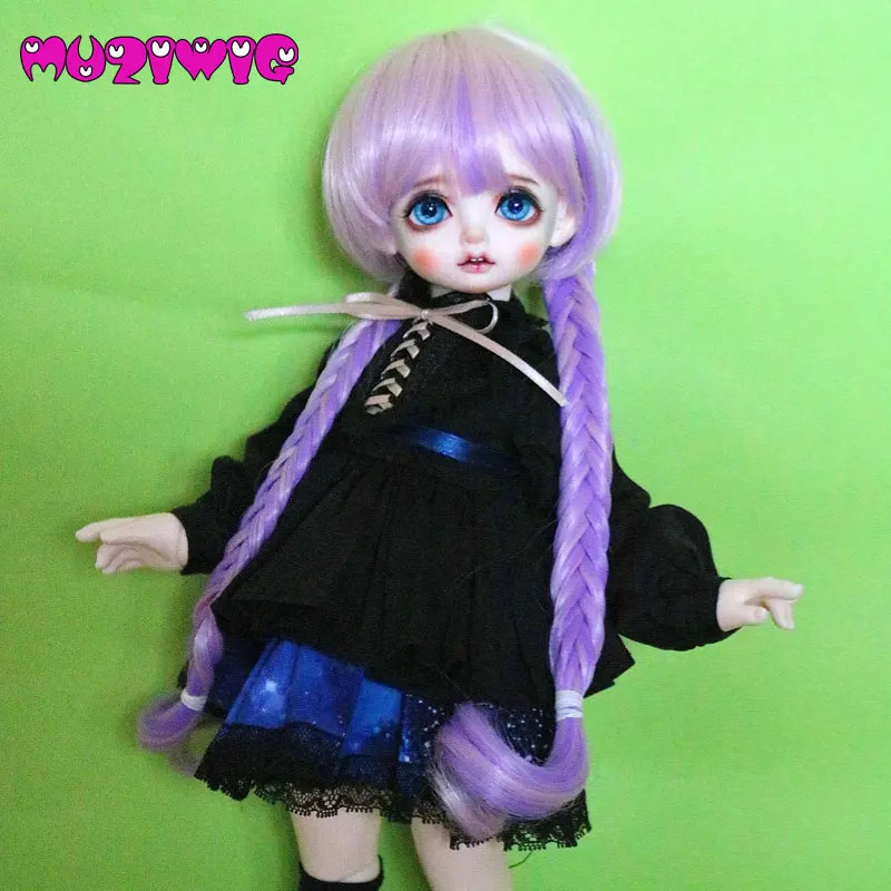 Парик MUZIWIG Bjd из высокотемпературного синтетического волокна 1/3 дюйма с двумя