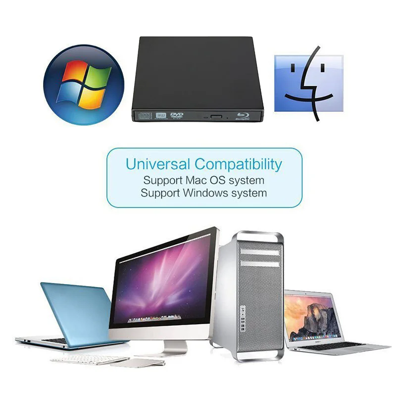 YAHEY Blu ray проигрыватель привод USB 2 0 Внешние оптические диски DVD горелка BD ROM